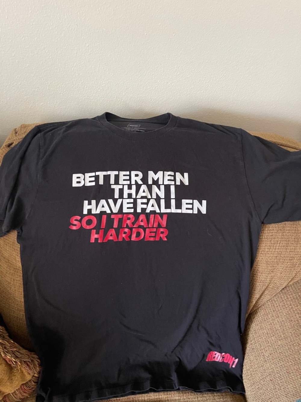 Black Graphic Tee with Motivational Print - So I Train Harder